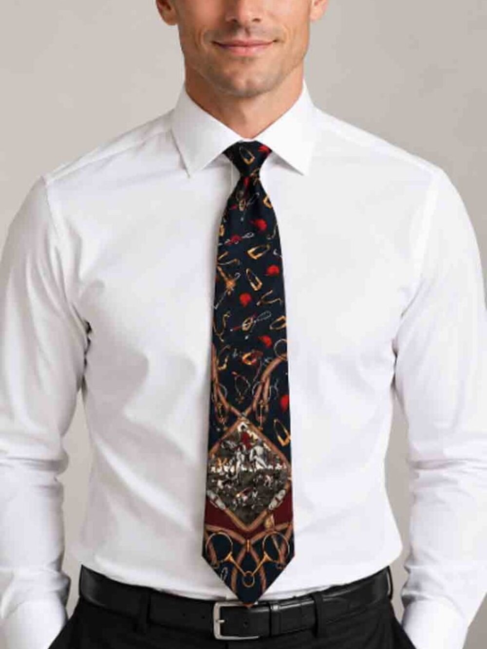 VTG Zianetti Italian Silk Fox Hunt Pattern Tie Necktie Men's